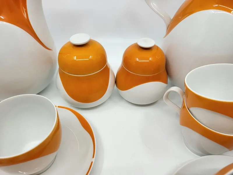 Hot Pamono Space Age Service in White and Orange Porcelain from Heinrich Bavaria, Germany, 1970s, Set of 73