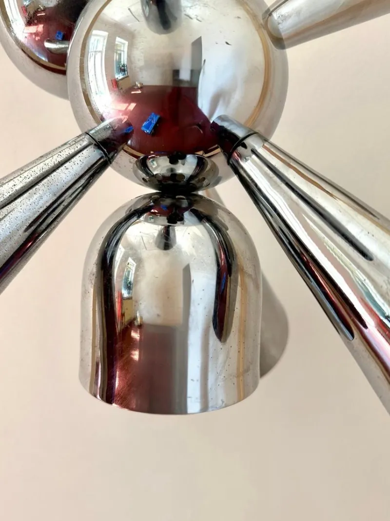 New Pamono Space Age Sputnik Pendant Lamp in Chrome, 1970s