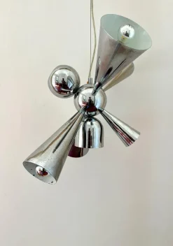 New Pamono Space Age Sputnik Pendant Lamp in Chrome, 1970s