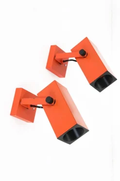 Clearance Pamono Space Age Square Wall Spots attributed to Staff Leuchten, 1970s, Set of 2