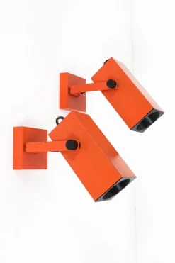 Clearance Pamono Space Age Square Wall Spots attributed to Staff Leuchten, 1970s, Set of 2