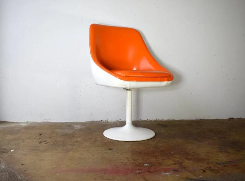 New Pamono Space Age Swivel Chair in Orange, 1970s
