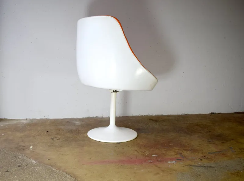 New Pamono Space Age Swivel Chair in Orange, 1970s