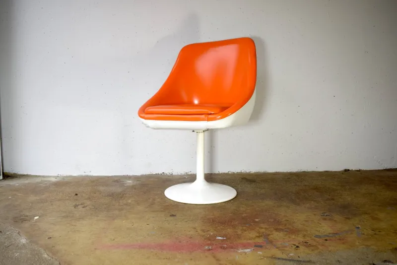 New Pamono Space Age Swivel Chair in Orange, 1970s