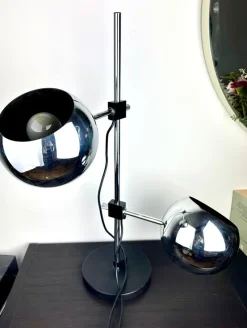 Pamono Space Age Table Lamp with Adjustable Chrome Ball Shades by Reggiani, 1970s><noscript><img width=