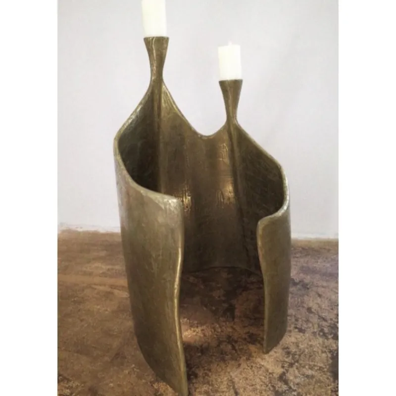 Pamono Space in Space Double Floor Candleholder in Brass and Resin by Atelier Ellery> Tabletop|Candleholders