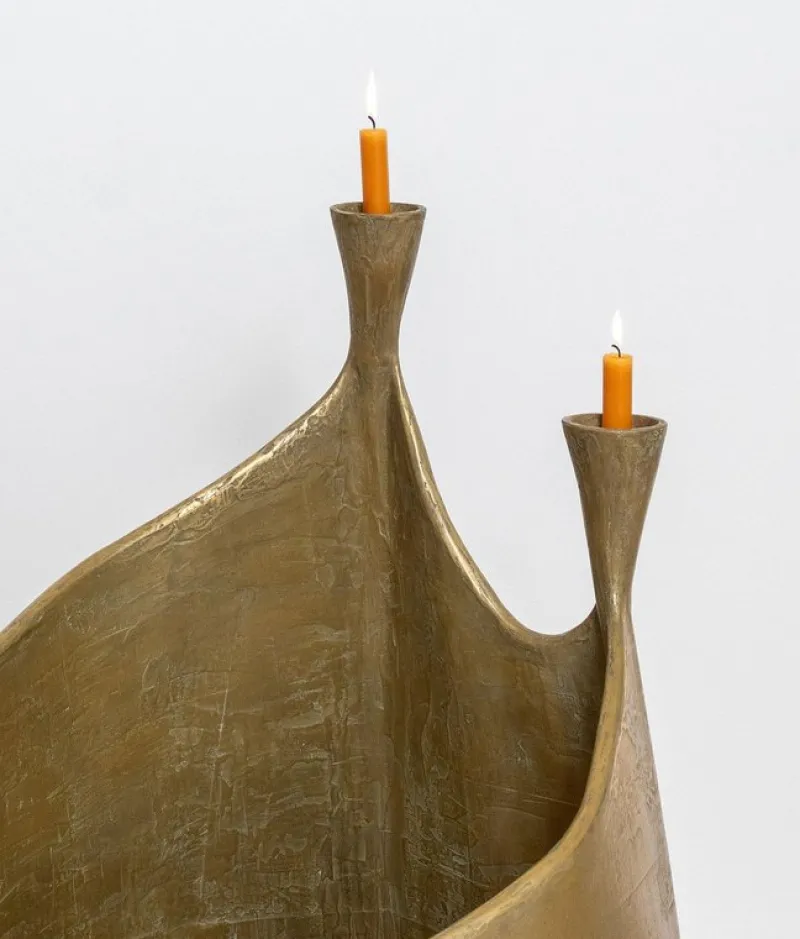 Pamono Space in Space Double Floor Candleholder in Brass and Resin by Atelier Ellery> Tabletop|Candleholders
