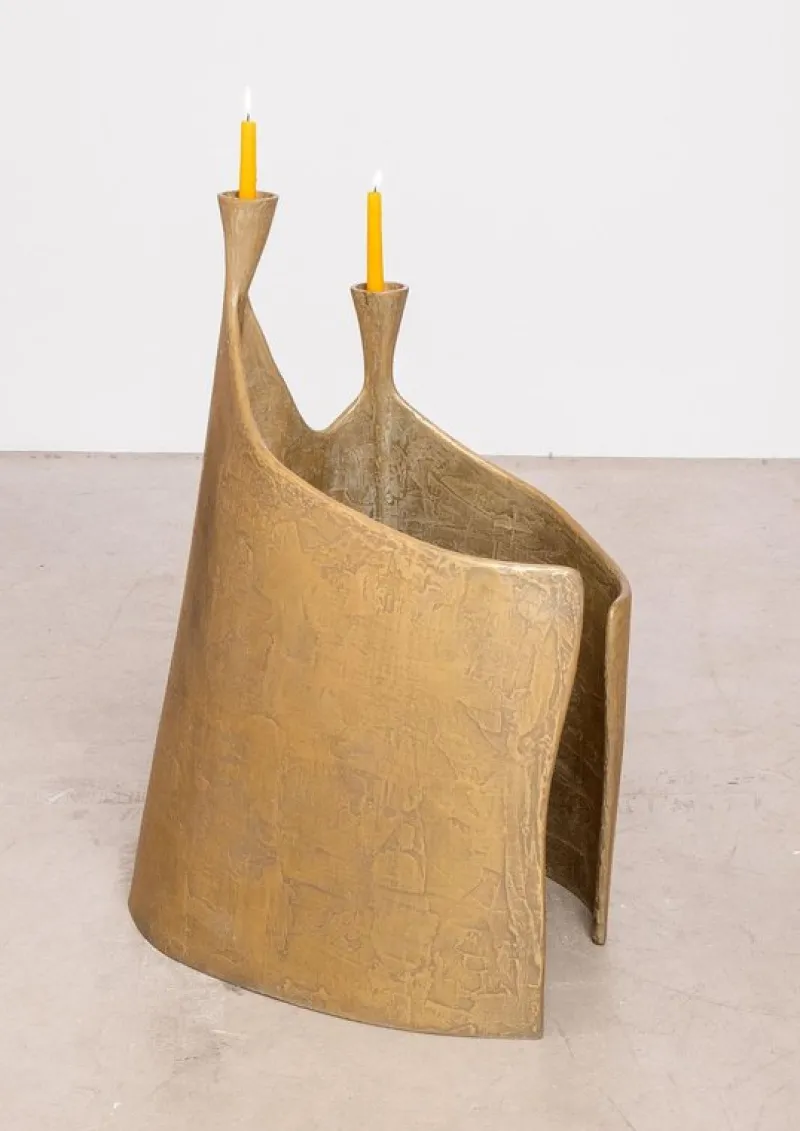 Pamono Space in Space Double Floor Candleholder in Brass and Resin by Atelier Ellery> Tabletop|Candleholders