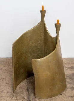 Pamono Space in Space Double Floor Candleholder in Brass and Resin by Atelier Ellery><noscript><img width=