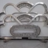 Pamono Spanish Art Deco Nickel Double Bed with Decorative Floral Elements, 1930, Set of 2> Beds & Bedroom Sets