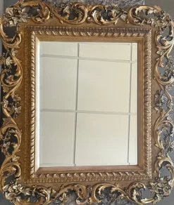 Pamono Spanish Baroque Style Carved Gilded Walnut Ormolu Mirror, 1890s> Mirrors