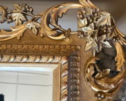 Pamono Spanish Baroque Style Carved Gilded Walnut Ormolu Mirror, 1890s><noscript><img width=