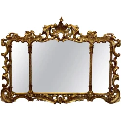 Hot Pamono Spanish Baroque Style Horizontal Carved Gilded Walnut Ormolu Mirror, 1900s