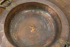 Pamono Spanish Basque Oak & Copper Brazier or Planter, 19th Century><noscript><img width=