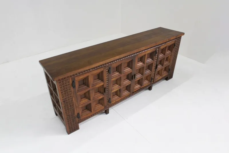 New Pamono Spanish Brutalist Sideboard in Walnut, 1960s