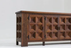 New Pamono Spanish Brutalist Sideboard in Walnut, 1960s