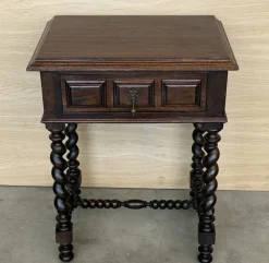 Hot Pamono Spanish Carved Nightstands with Low Shelves, 1890s, Set of 2