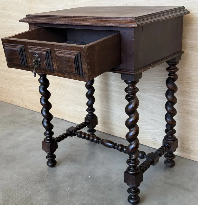 Hot Pamono Spanish Carved Nightstands with Low Shelves, 1890s, Set of 2