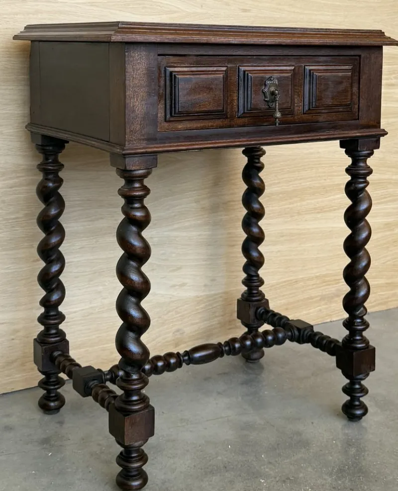 Hot Pamono Spanish Carved Nightstands with Low Shelves, 1890s, Set of 2