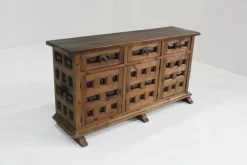 Best Pamono Spanish Carved Walnut Credenza, 1960s