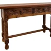 Pamono Spanish Castilian Console with Drawers and Turned Legs, 1890s> Console Tables