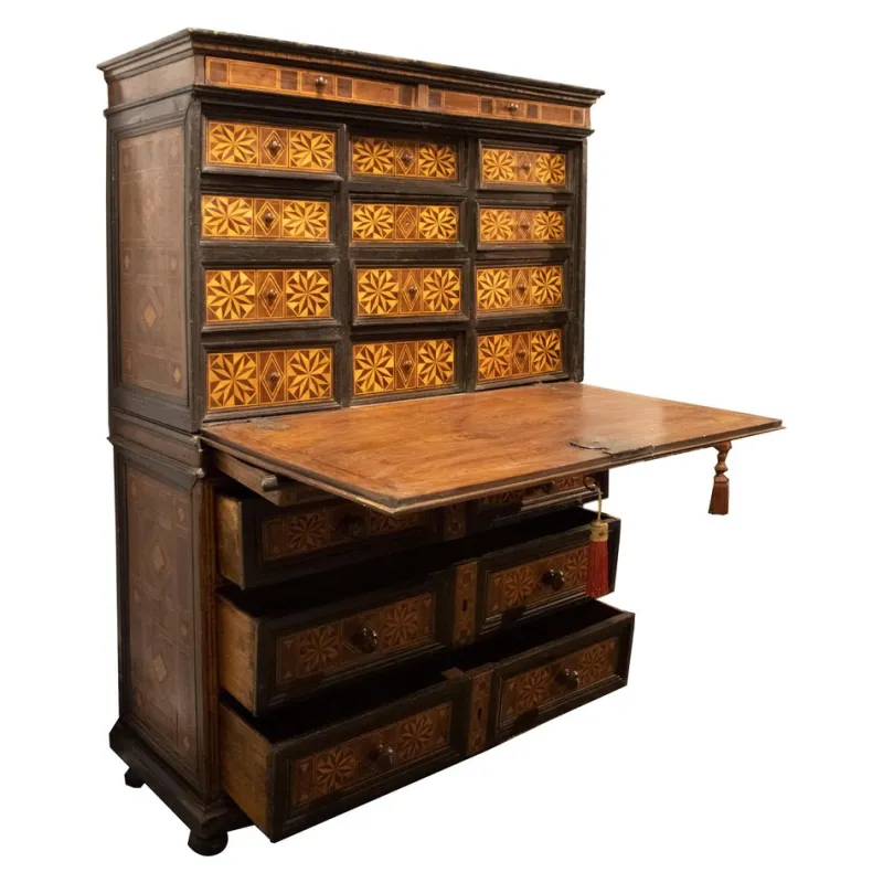 Pamono Spanish Charles IV Secretaire with Drawers with Inlaid Work, 1750> Secretaires