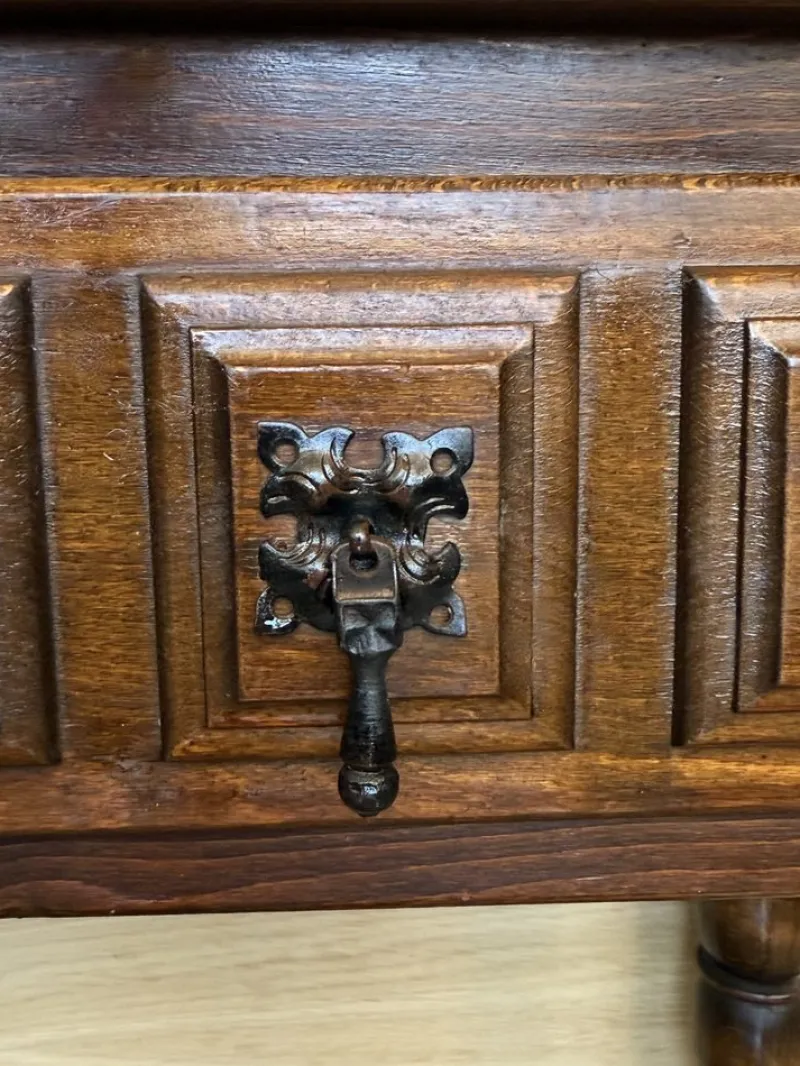 Discount Pamono Spanish Console Table with Carved Drawers, 1940s