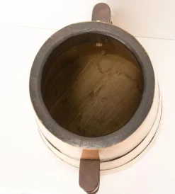 New Pamono Spanish Copper and Oak Herrade Basque Water Holder, 1960s