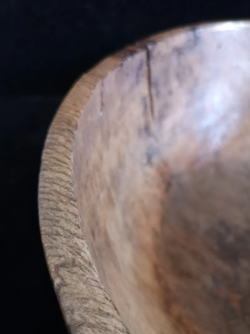 New Pamono Spanish Dug-Out Decorated Shepherd's Bowl in Oak, 1800s