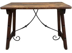 Outlet Pamono Spanish Refectory Table and Iron Stretcher, 18th Century