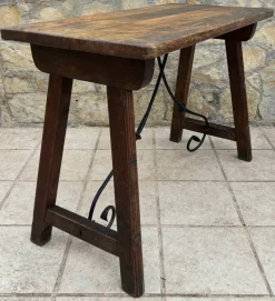 Outlet Pamono Spanish Refectory Table and Iron Stretcher, 18th Century