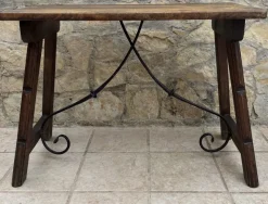 Outlet Pamono Spanish Refectory Table and Iron Stretcher, 18th Century