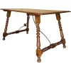 Sale Pamono Spanish Side Table with Carved Turned Legs and Double Stretcher, 1890s