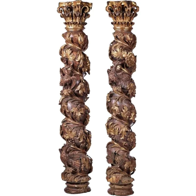 Pamono Spanish Spiral Columns, 17th Century, Set of 2
