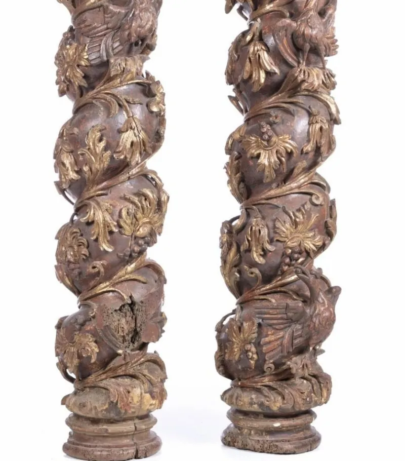 Pamono Spanish Spiral Columns, 17th Century, Set of 2