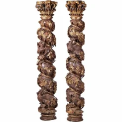 Pamono Spanish Spiral Columns, 17th Century, Set of 2