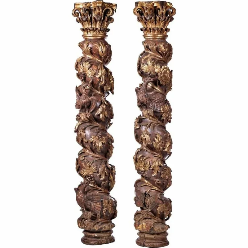 Pamono Spanish Spiral Columns, 17th Century, Set of 2