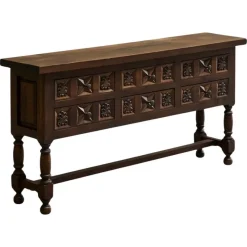 Pamono Spanish Style Sideboard in Hand Carved Walnut and Wrought Iron, 1940s