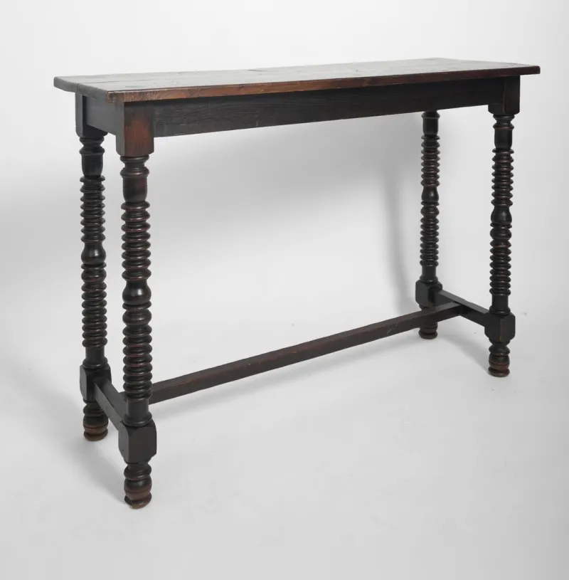 Discount Pamono Spanish Turned Ebonised Wood Console Table, 19th Century