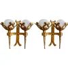 Pamono Spanish Wall Light in Gilt Iron with Milk Glass Globes, 1950, Set of 2> Wall Lights & Sconces