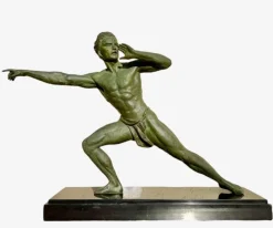 Clearance Pamono Spelter and Marble Sculpture by Jean De Roncourt, 1930