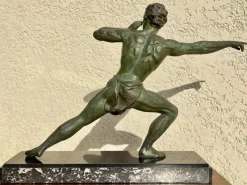 Clearance Pamono Spelter and Marble Sculpture by Jean De Roncourt, 1930