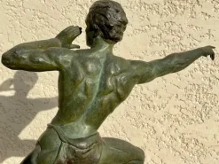 Clearance Pamono Spelter and Marble Sculpture by Jean De Roncourt, 1930