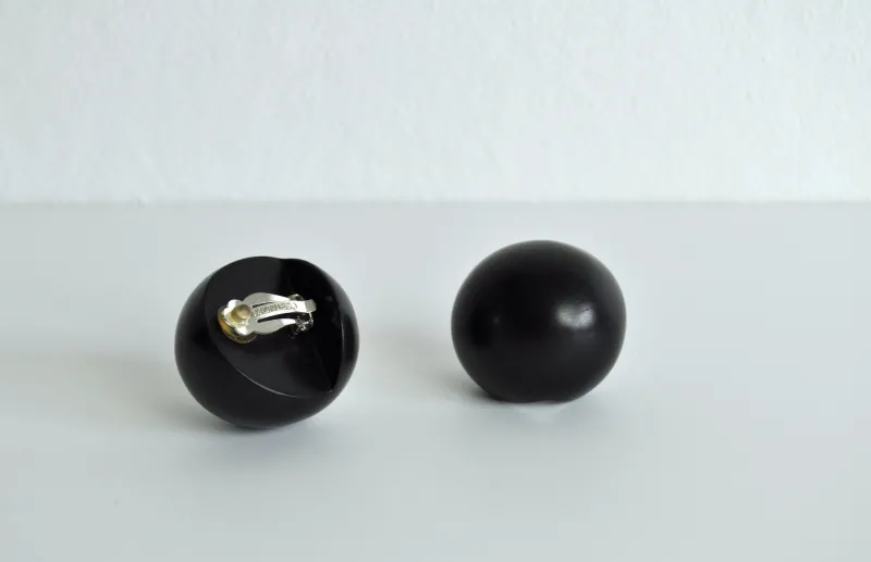 Online Pamono Spherical Black Ear-Clips in Ebony from Monies, Denmark, 2000s, Set of 2