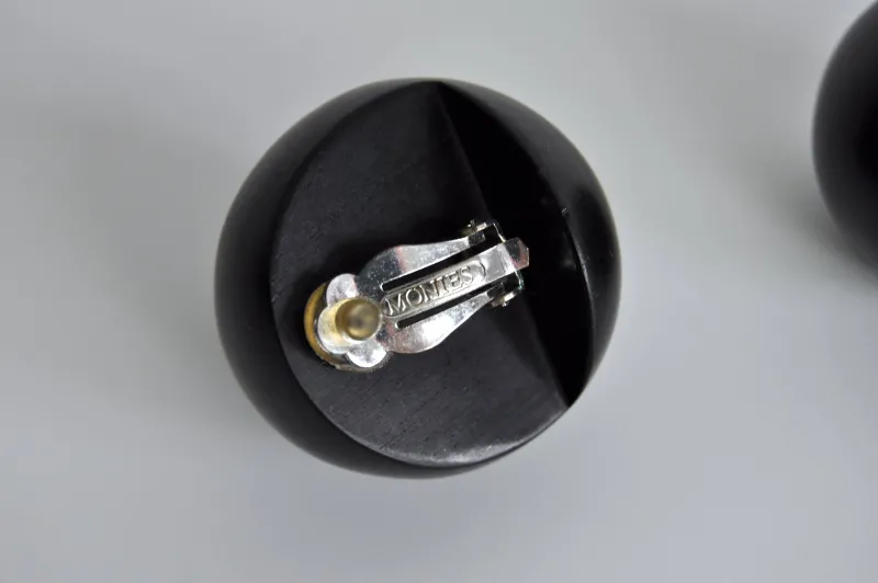 Online Pamono Spherical Black Ear-Clips in Ebony from Monies, Denmark, 2000s, Set of 2