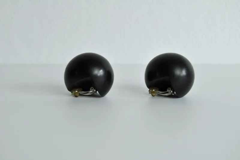 Online Pamono Spherical Black Ear-Clips in Ebony from Monies, Denmark, 2000s, Set of 2