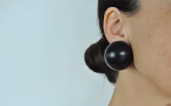 Online Pamono Spherical Black Ear-Clips in Ebony from Monies, Denmark, 2000s, Set of 2