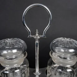 Best Pamono Spice Set in Silver-Plated Metal and Crystal, 19th Century, Set of 3