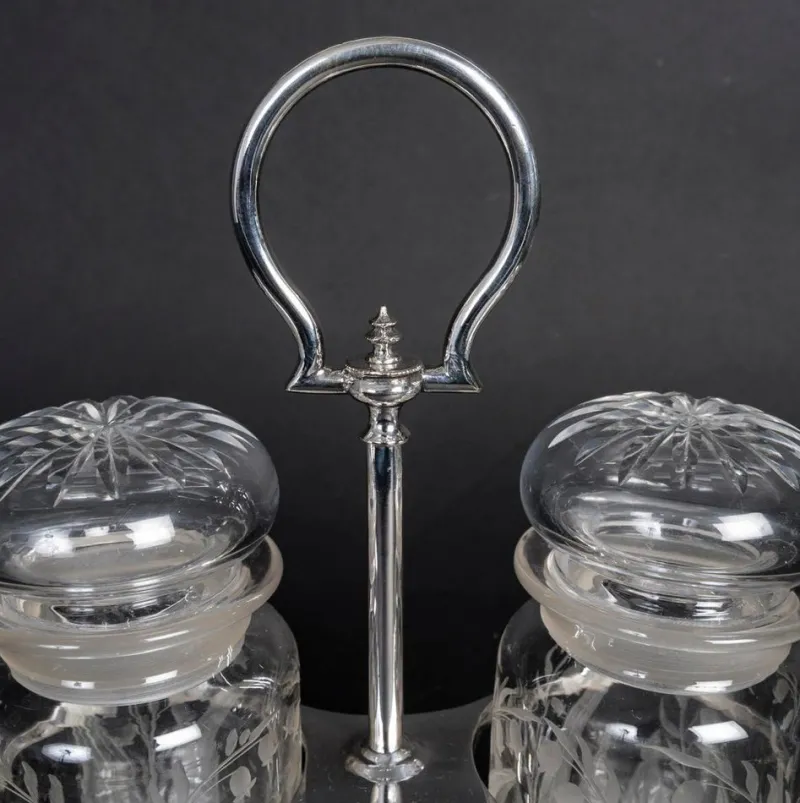 Best Pamono Spice Set in Silver-Plated Metal and Crystal, 19th Century, Set of 3