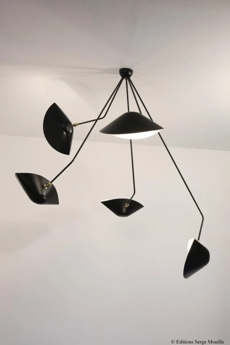 Pamono Spider 5 Broken Arms Ceiling Lamp by Serge Mouille> Ceiling Lights